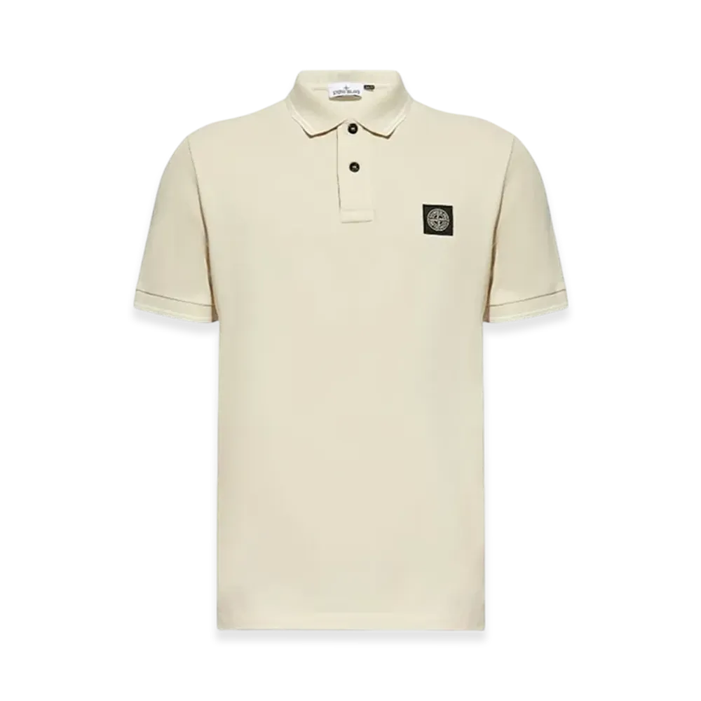 Stone Island 2SC18 Stretch Organic Cotton Pique Slim Fit S/S Polo Shirt - 24FW "Off White"