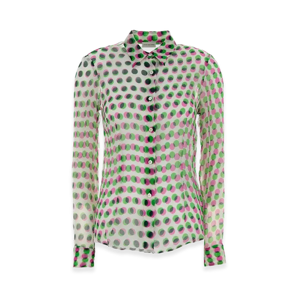 DRIES VAN NOTEN Women's Printed Chiffon Cloudy Shirt "White"