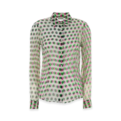 DRIES VAN NOTEN Women's Printed Chiffon Cloudy Shirt "White"