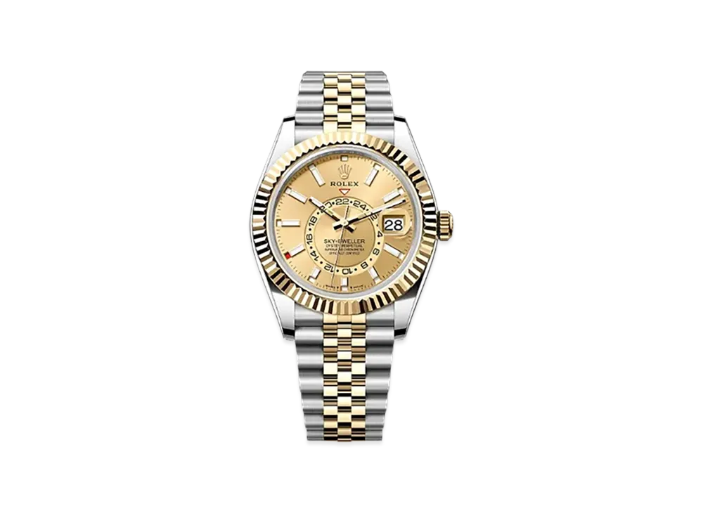 ROLEX Sky-Dweller 42mm Oystersteel & Yellow Gold 336933 "Champagne-colour"