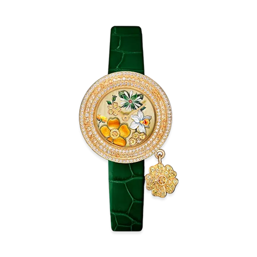 Van Cleef & Arpels Charms Extraordinaire Langage des Fleurs Esperance watch "18K Yellow gold/Sapphire/Spessartite/Diamond/Mother-of-pearl"