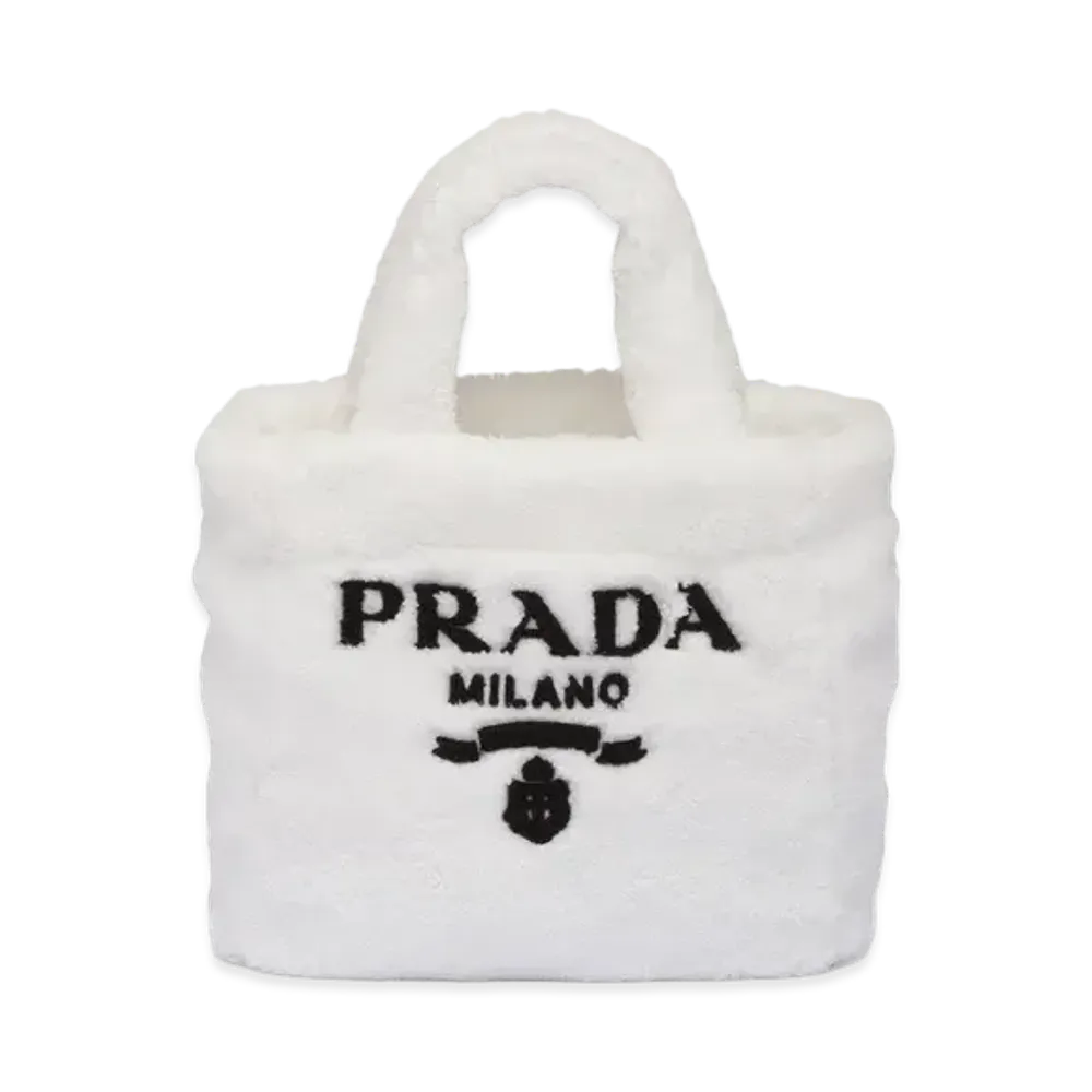PRADA Terry Mini Tote Bag "White/Black"