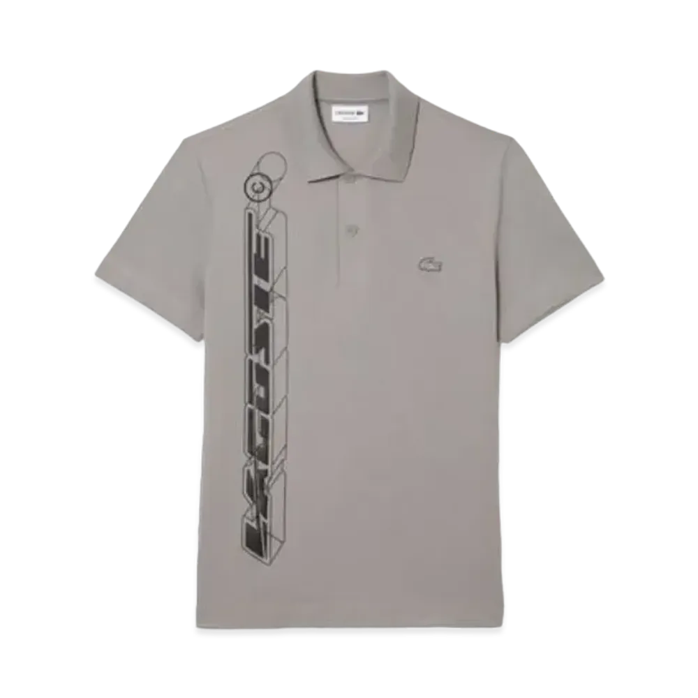 LACOSTE 3D Graphic Print Polo Shirt "Grey"