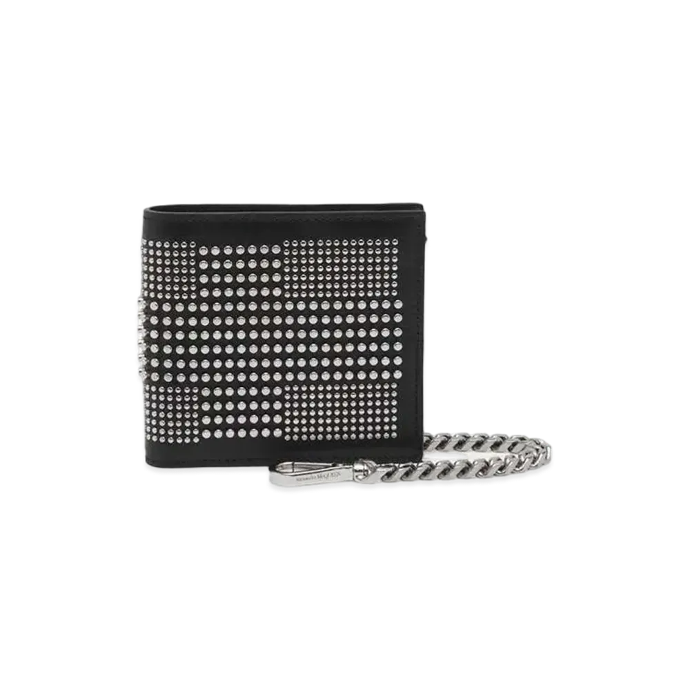 Alexander McQUEEN Studded Chain Billfold Wallet "Black"