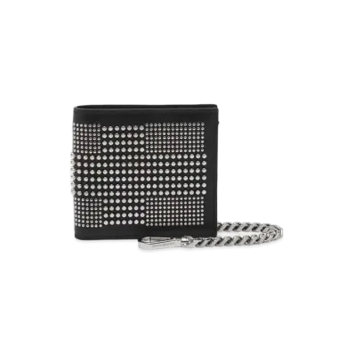 Alexander McQUEEN Studded Chain Billfold Wallet "Black"