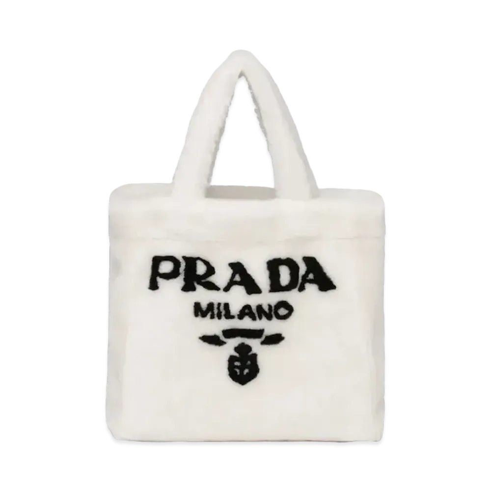 PRADA Shearling Tote Bag "White/Black"