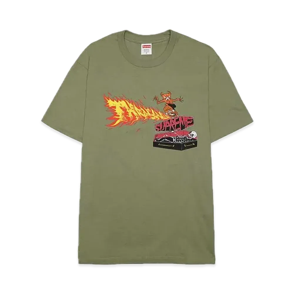 Supreme x Thrasher Back Tail Tee "Light Olive"
