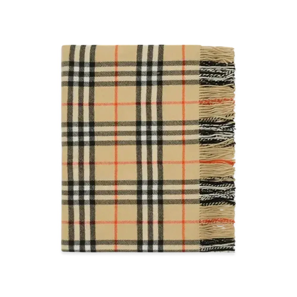 Burberry Check Wool Cashmere Blanket "Sand"