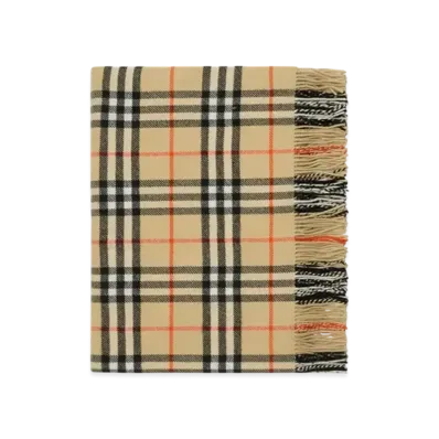 Burberry Check Wool Cashmere Blanket "Sand"