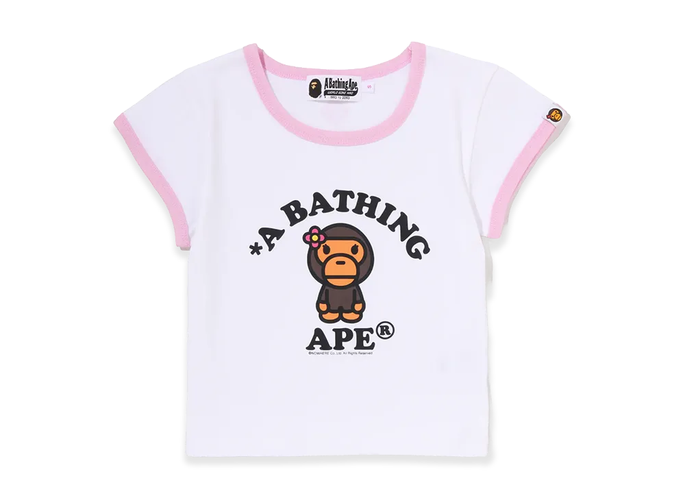 A BATHING APE Women's Baby Lisa College Cropped Tee "White"