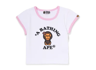 A BATHING APE Women's Baby Lisa College Cropped Tee "White"