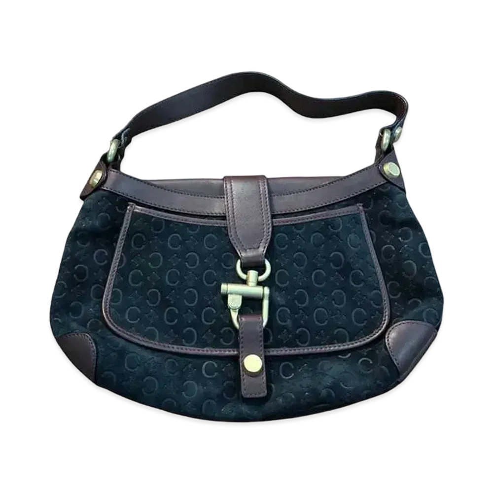 CELINE C Macadam Shoulder Bag "Black"