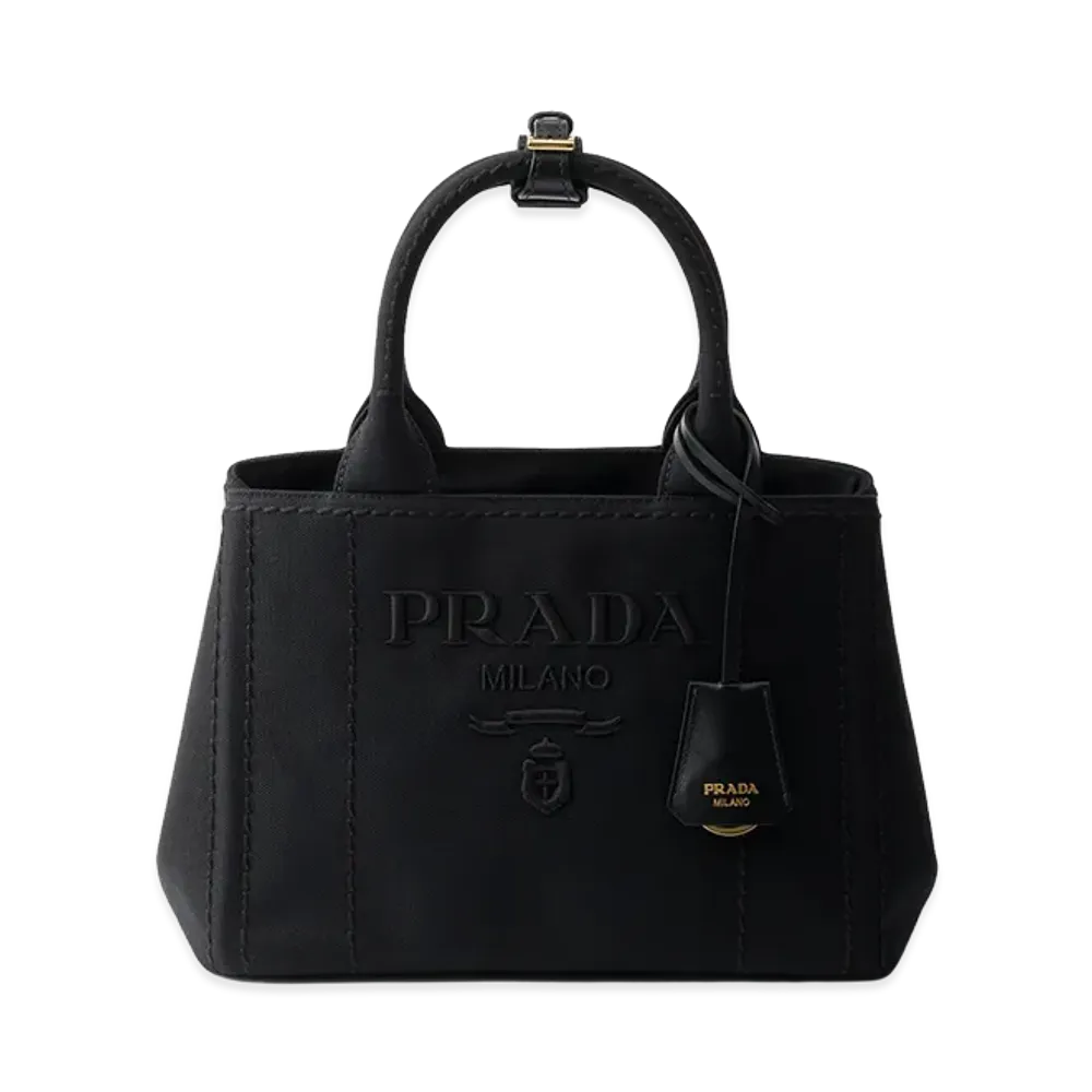 PRADA Jardiniere Cotton Canvas Small Bag "Black"