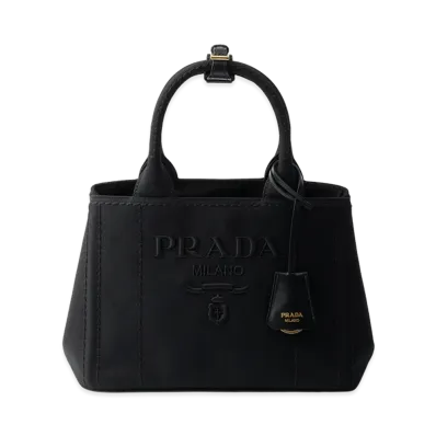 PRADA Jardiniere Cotton Canvas Small Bag "Black"