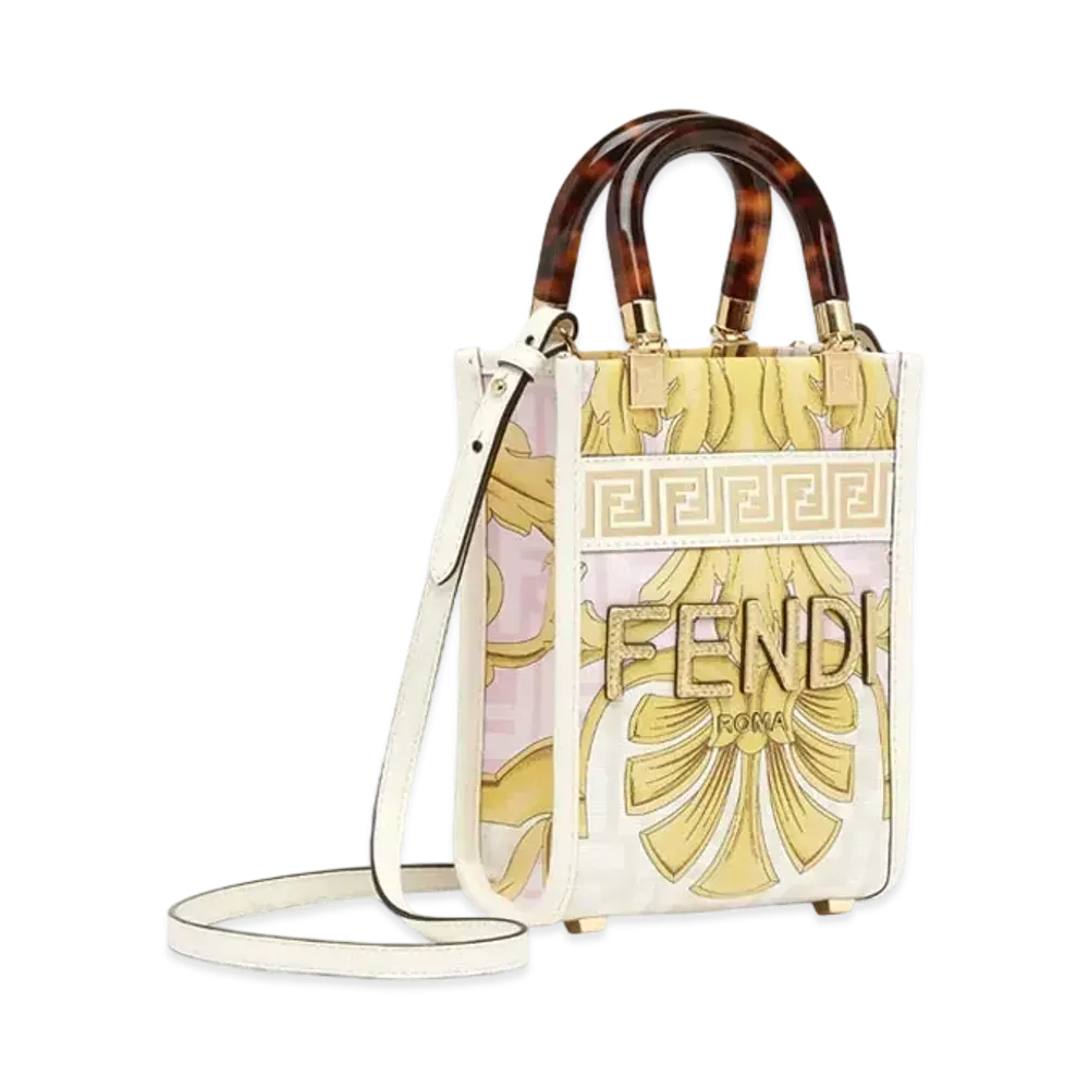 FENDI x Versace Fendace Printed White Leather Mini Bag "White"