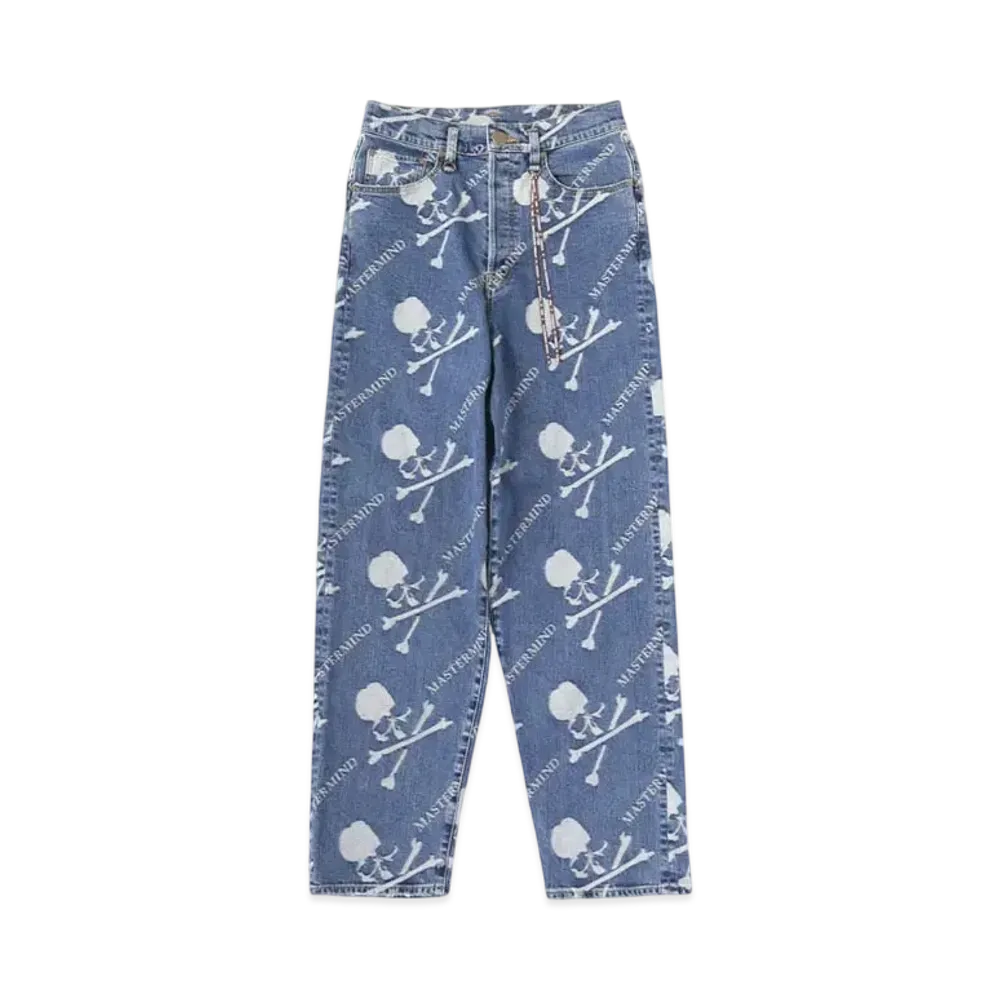 mastermind WORLD Water Repellent Monogram Denim Pants Buggy Fit "Indigo"