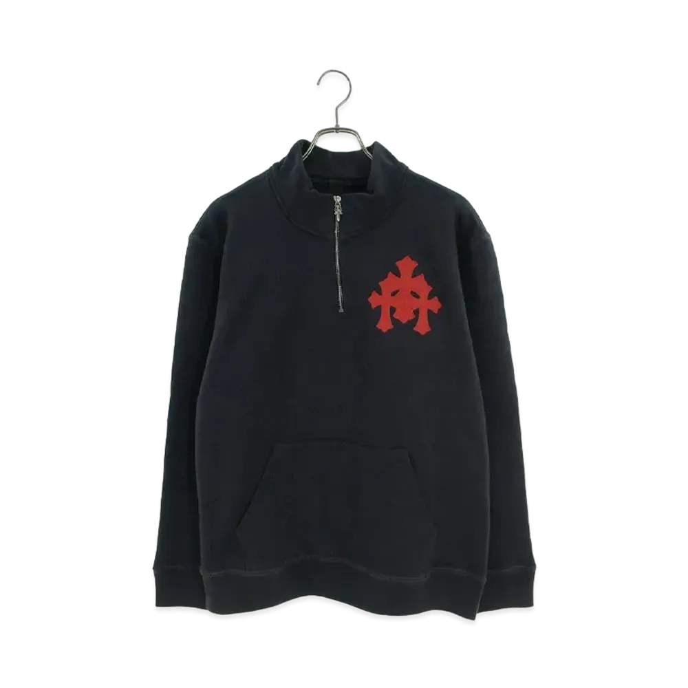 Chrome Hearts Y Not Label Cross Patch Half Zip Sweat "Navy/Red"