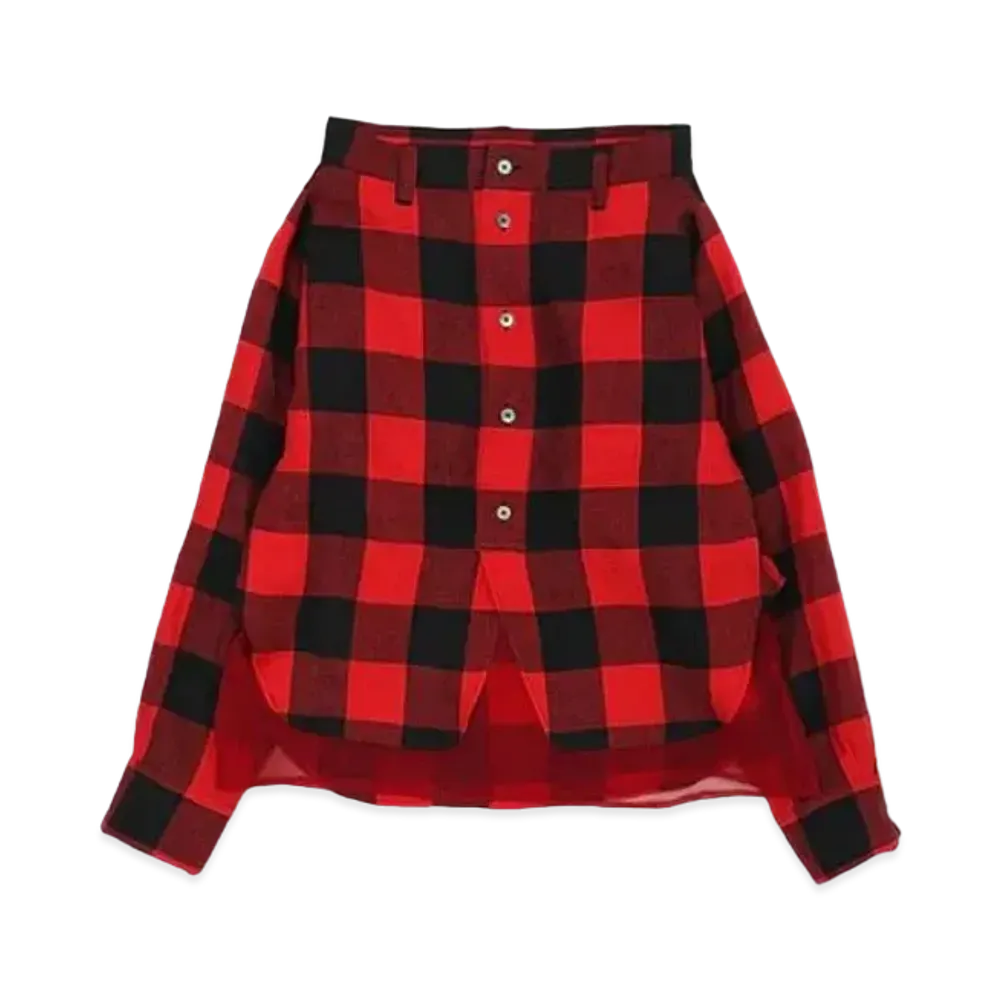 FACETASM Buffalo Check Sleeve Skirt "Red Check"