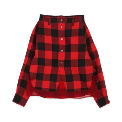 FACETASM Buffalo Check Sleeve Skirt "Red Check"
