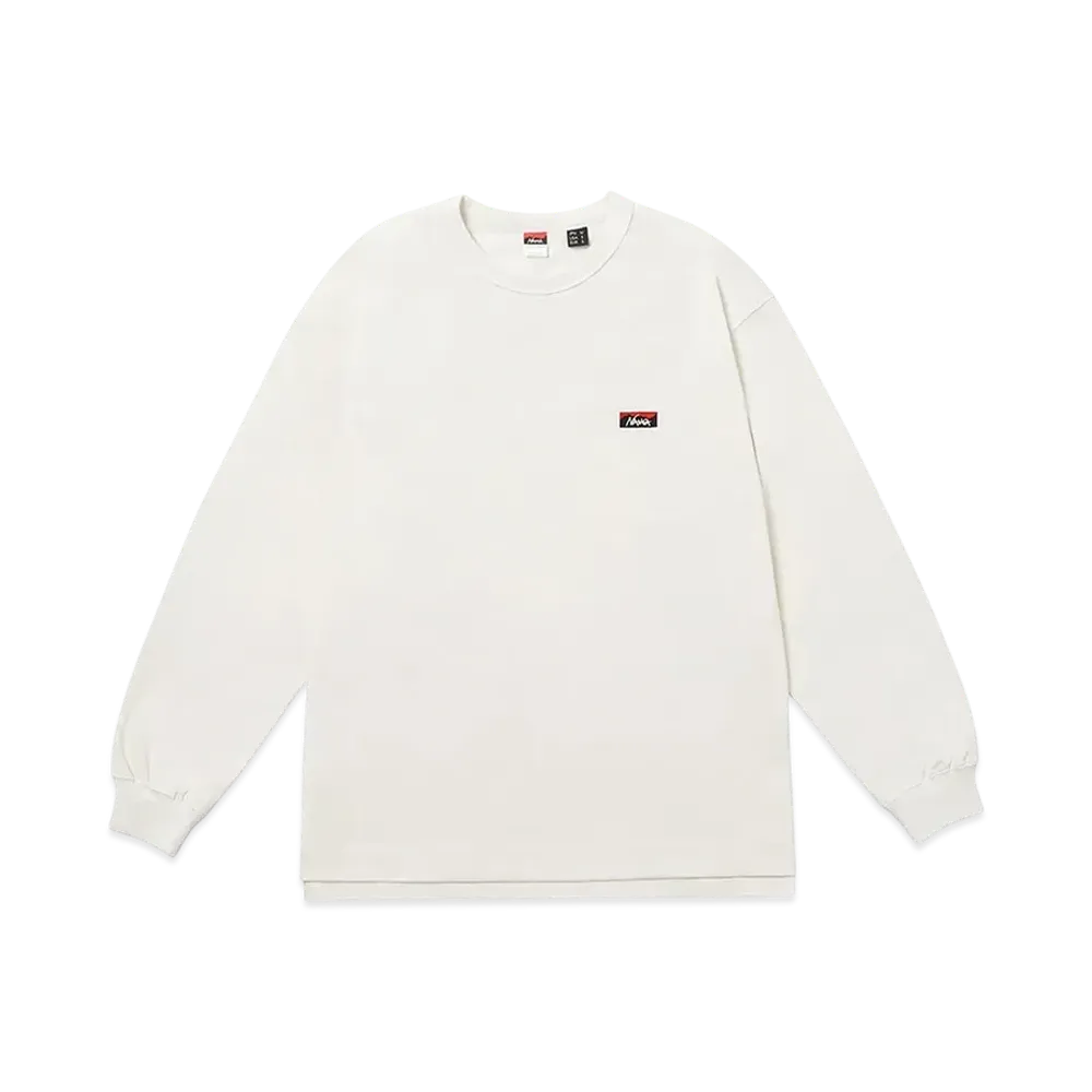 NANGA Eco Hybrid Box Logo Embroidery L/S Tee(Unisex) "White"