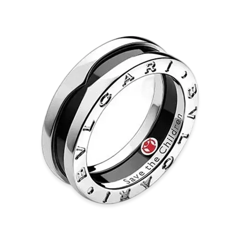 BVLGARI Save The Children Ring "Black/Silver Ceramic"