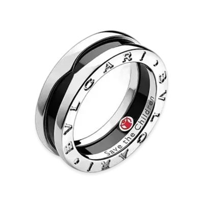 BVLGARI Save The Children Ring "Black/Silver Ceramic"