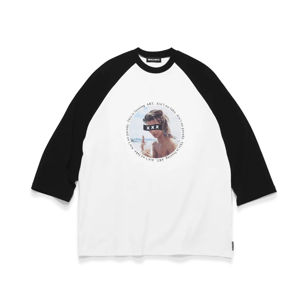 GOD SELECTION XXX Box Logo "This is ART" Photo Graphic Raglan Sleeve Tee GX-S26-RT-02 "White/Black"