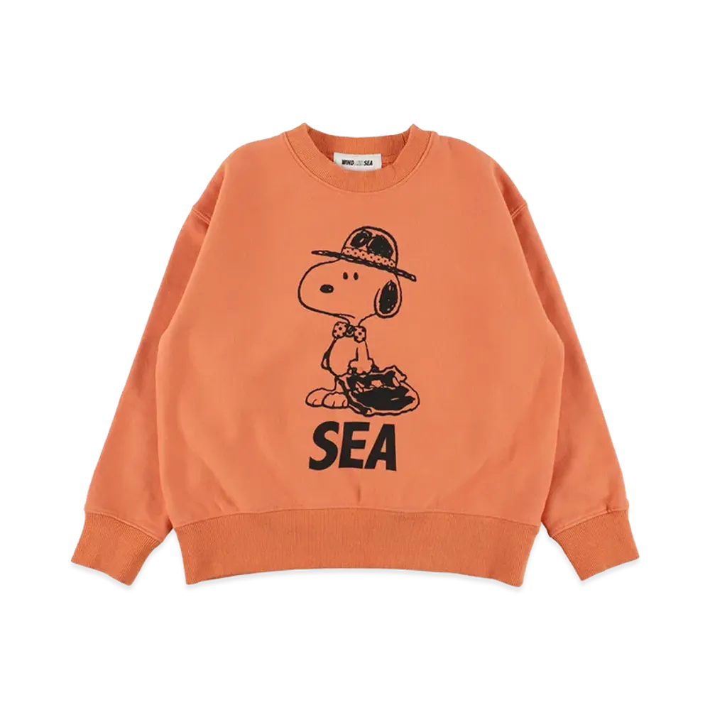 WIND AND SEA x SMOOTHY Snoopy Washed Kids Crewneck Sweatshirt "Orange"