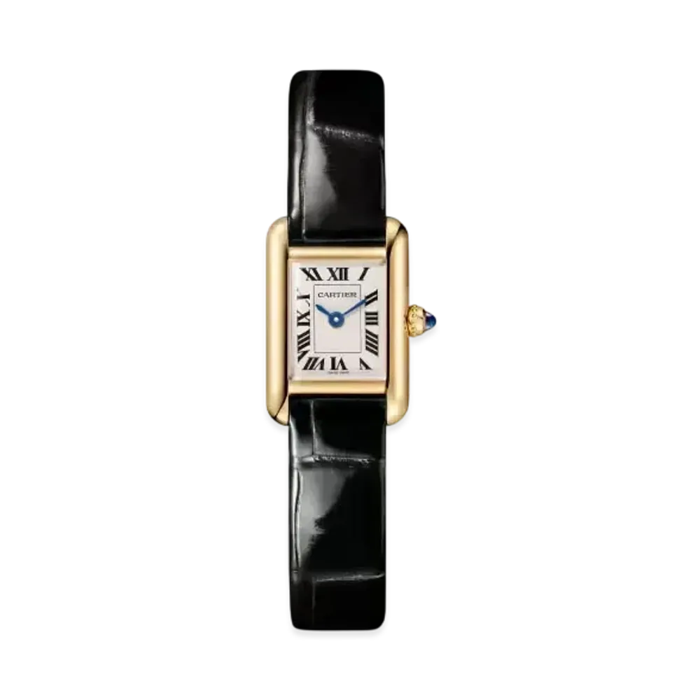 Cartier Tank Louis Cartier Watch Mini Model Quartz Movement Leather "Yellow Gold/Silver/Blue/Black" WGTA0212