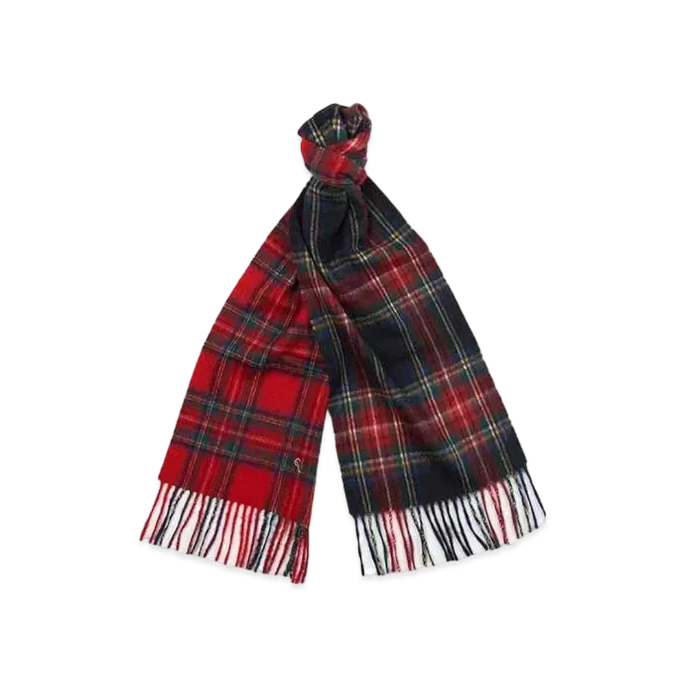 Barbour Wool Tartan Check Combination Scarf "Red"