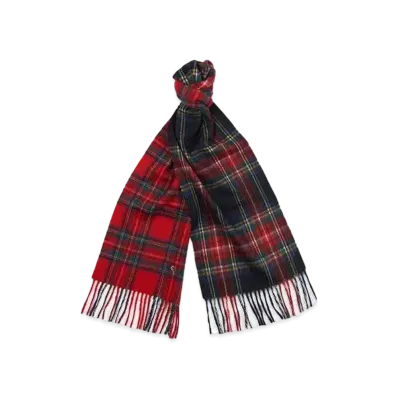 Barbour Wool Tartan Check Combination Scarf "Red"