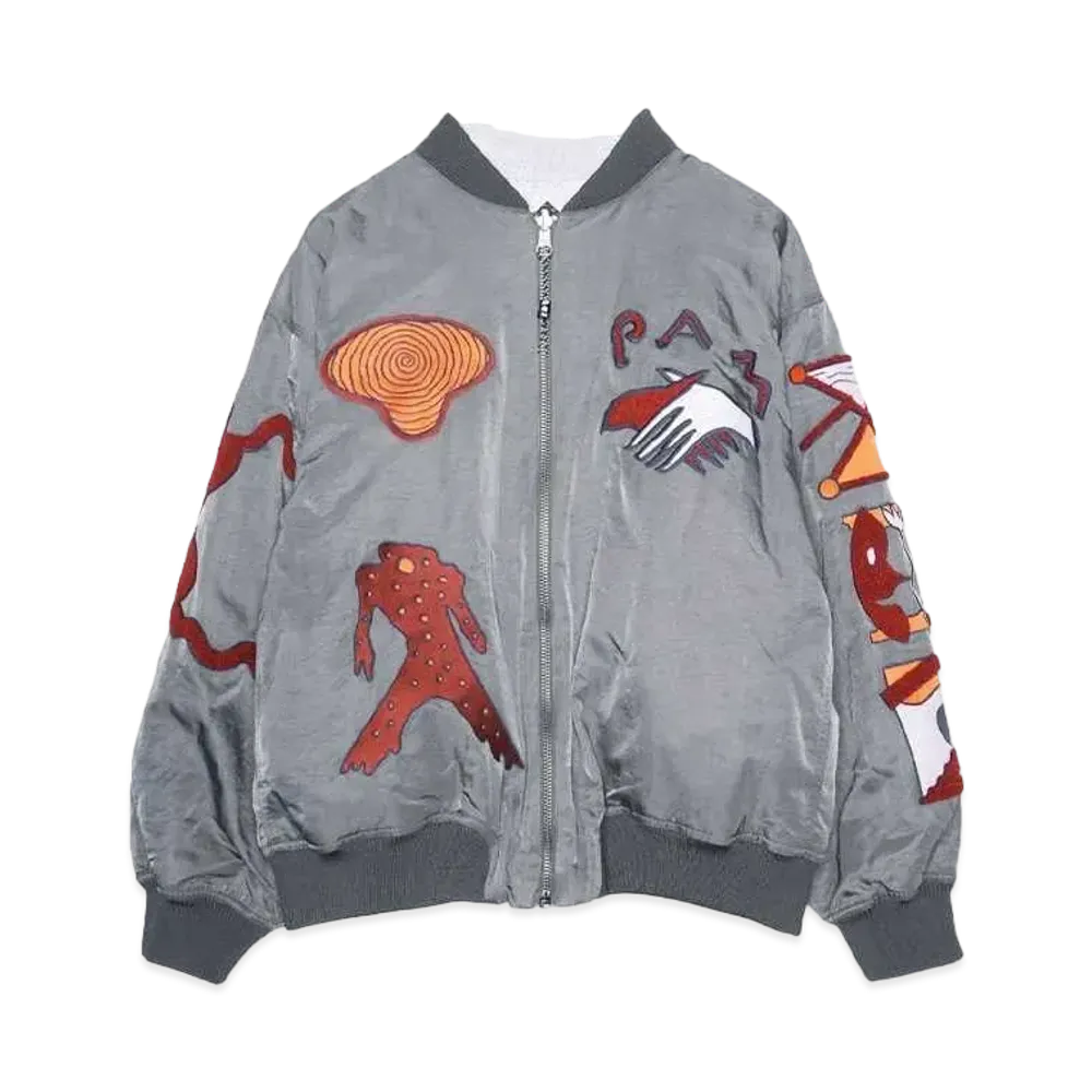 P.A.M. MARKINGS (SUSUMU MUKAI) REVERSIBLE BOMBER JACKET "CHARCOAL"