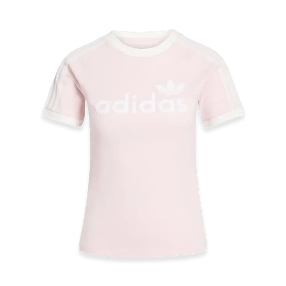 adidas Women's 3 Linear Cali Graphic Tee "Sandy Pink/White"