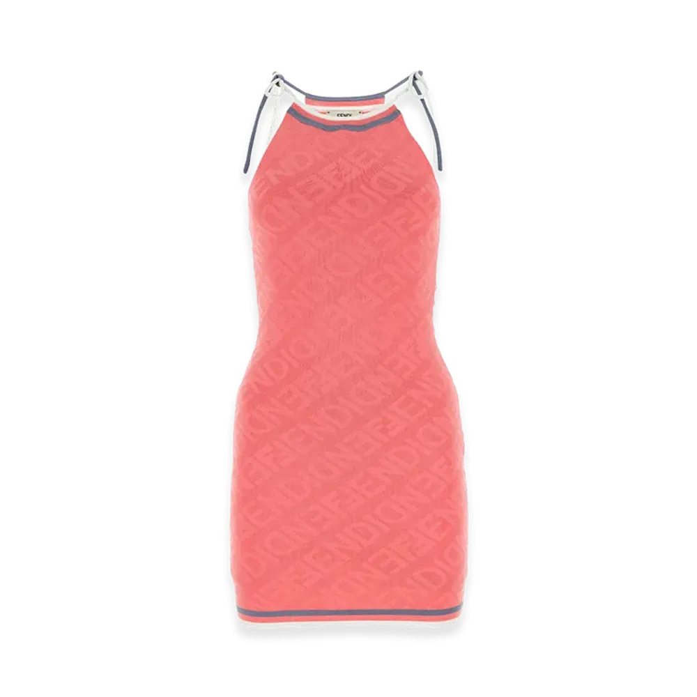 FENDI Women's Viscose Blend Mini Dress "Dark Pink"
