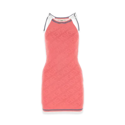 FENDI Women's Viscose Blend Mini Dress "Dark Pink"