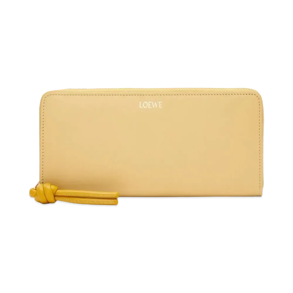 LOEWE Knot Zip Around Wallet Shinina Pakaf "Dark Butter/Sunflower"