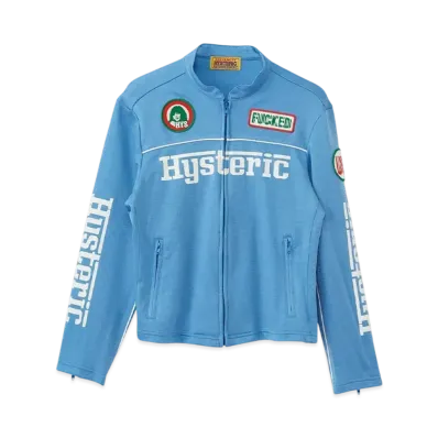 HYSTERIC GLAMOUR Circle Girl Patch Racing Jacket "Blue"