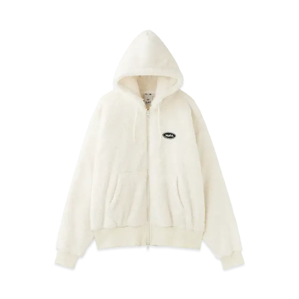 X-Girl Fluffy Zip Up Hoodie "White"