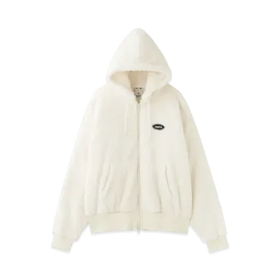 X-Girl Fluffy Zip Up Hoodie "White"