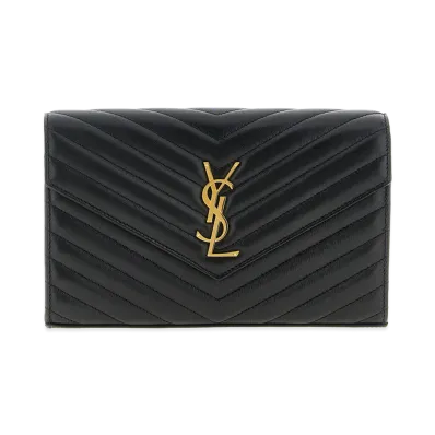 Saint Laurent Women's Cassandre Clutch Bag With Chain "Black"