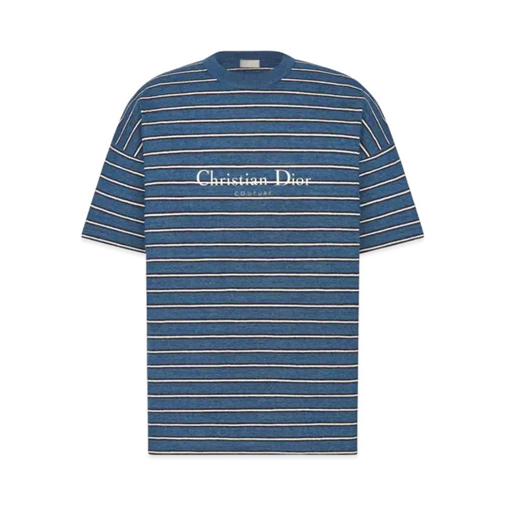 Dior Christian Dior Couture Oversized T-Shirt Cotton Jersey with Stripes "Blue"
