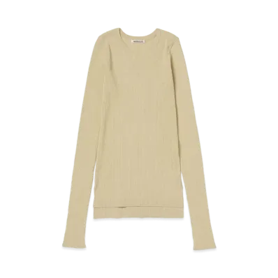 AURALEE Super Fine Wool High Gauge Rib Knit P/O "Light Beige"