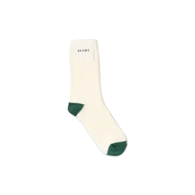 BEAMS 2-Tone Waffle Crew Socks "OffWhite"