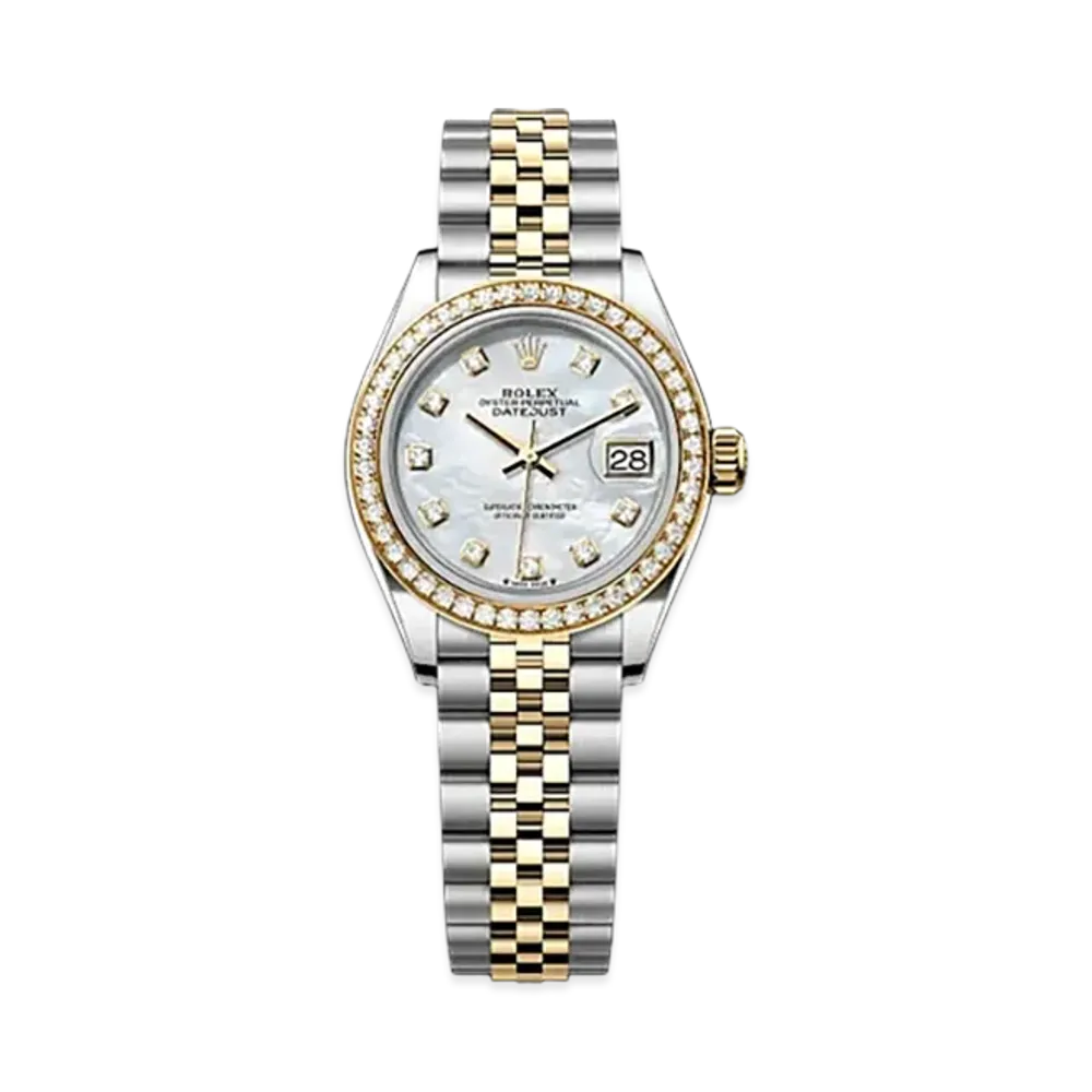 ROLEX Lady-Datejust 28mm Oystersteel & Yellow Gold Diamond 279383RBR "White Mother-of-Pearl"