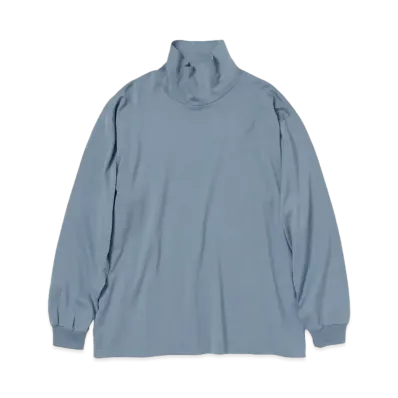 AURALEE Luster Plaiting Hi Neck L/S Tee "Dusty Blue"