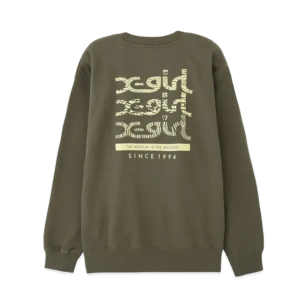 X-Girl Geometric Mills Logo Sweat Top "Olive"