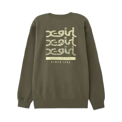 X-Girl Geometric Mills Logo Sweat Top "Olive"