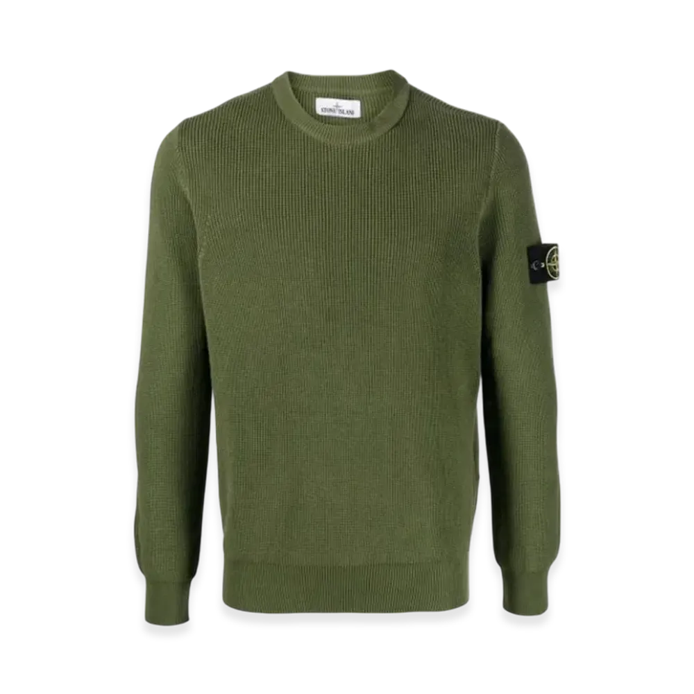 Stone Island 550D8 Ribbed Soft Cotton Crewneck Knit - 22SS "Olive Green"
