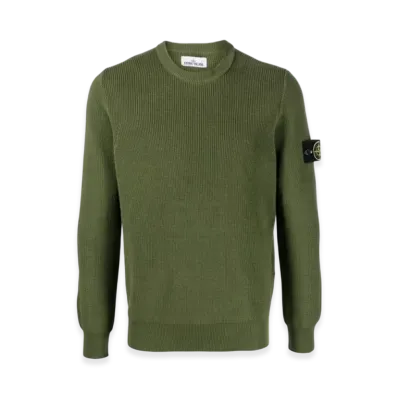 Stone Island 550D8 Ribbed Soft Cotton Crewneck Knit - 22SS "Olive Green"