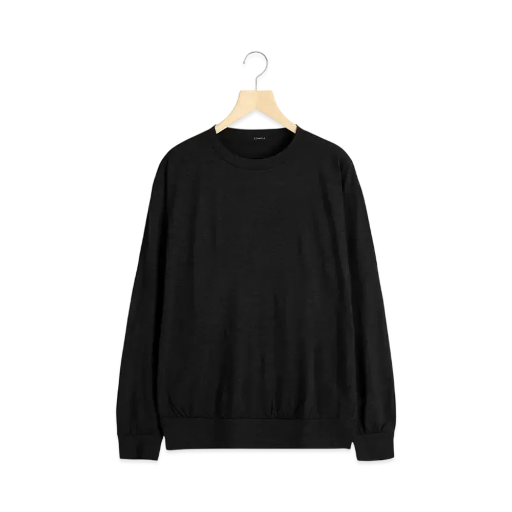 COMOLI Wool Jersey Long Sleeve Crew "Charcoal"